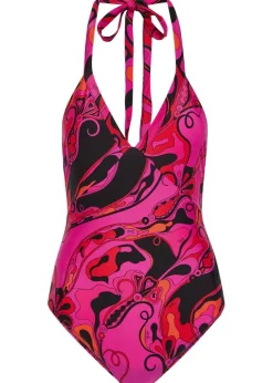 Printed halterneck swimsuit