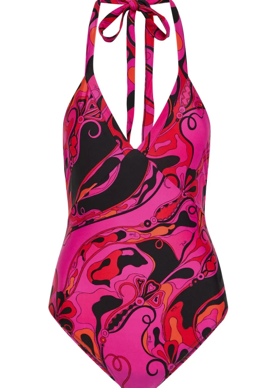 Printed halterneck swimsuit