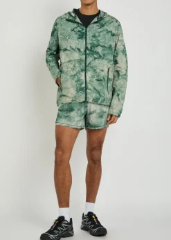 Printed hooded nylon running jacket