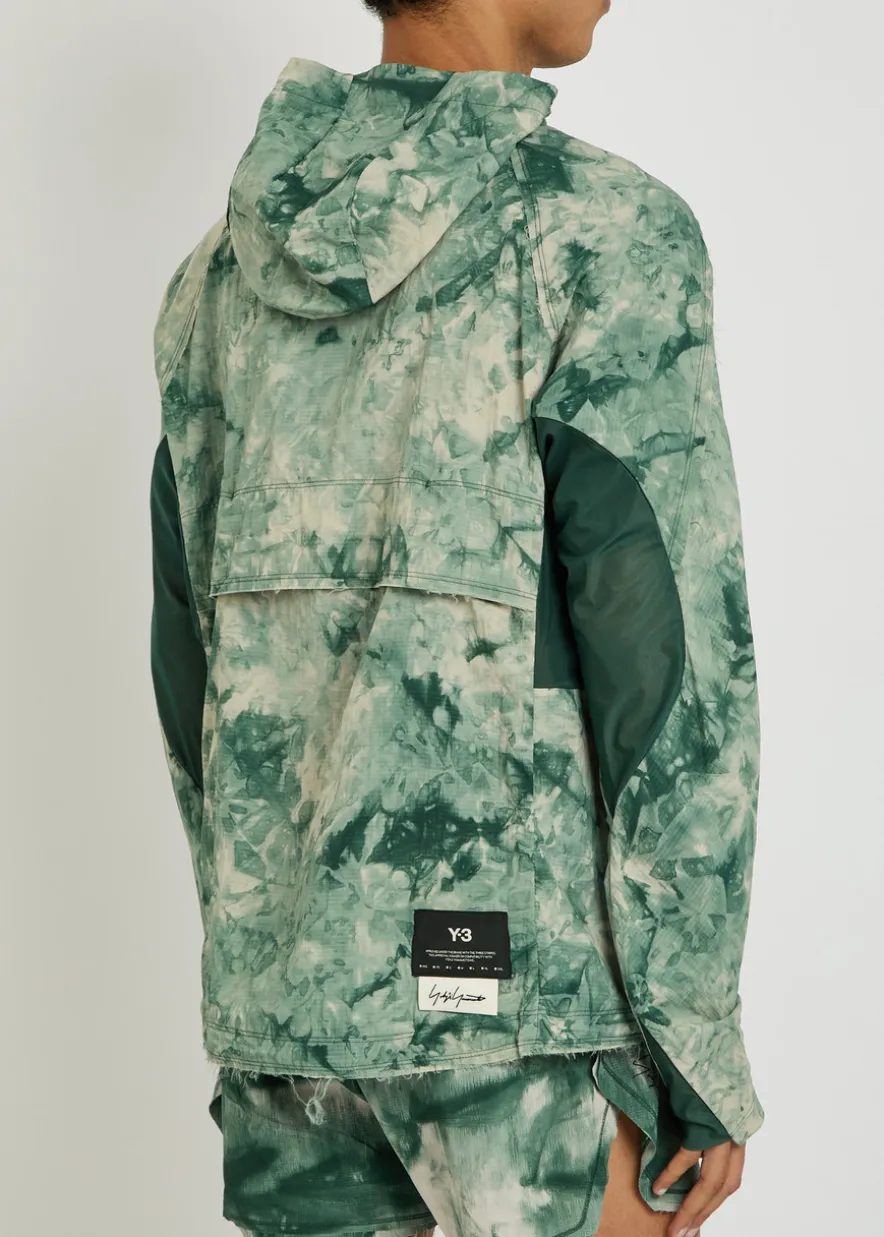 Printed hooded nylon running jacket
