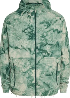 Printed hooded nylon running jacket