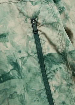 Printed hooded nylon running jacket