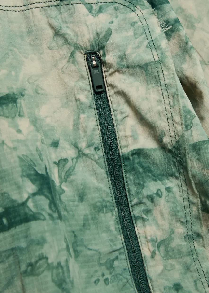 Printed hooded nylon running jacket