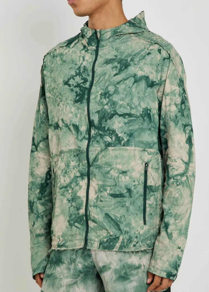 Printed hooded nylon running jacket