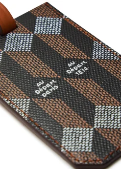 Printed leather luggage tag