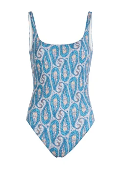 Printed low-back swimsuit