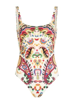 Printed low-back swimsuit