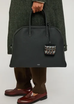 Printed mini pouch leather bag charm