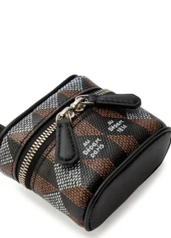 Printed mini pouch leather bag charm