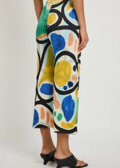 Printed pleated woven cropped trousers