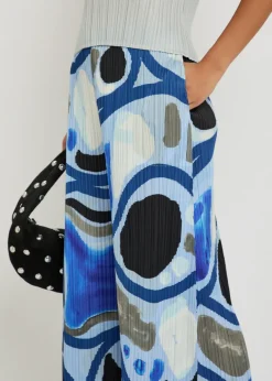 Printed pleated woven cropped trousers