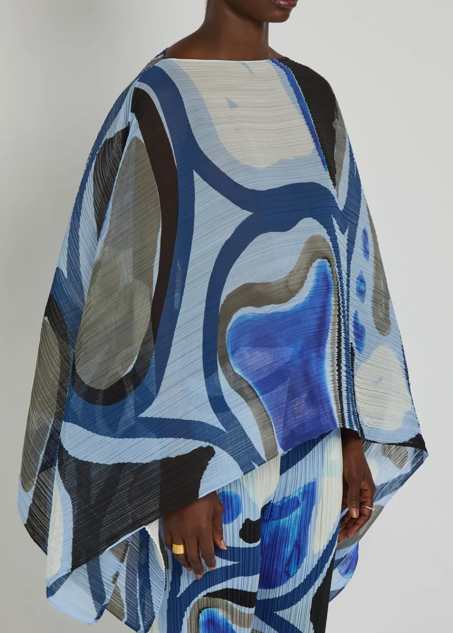 Printed pleated woven stole