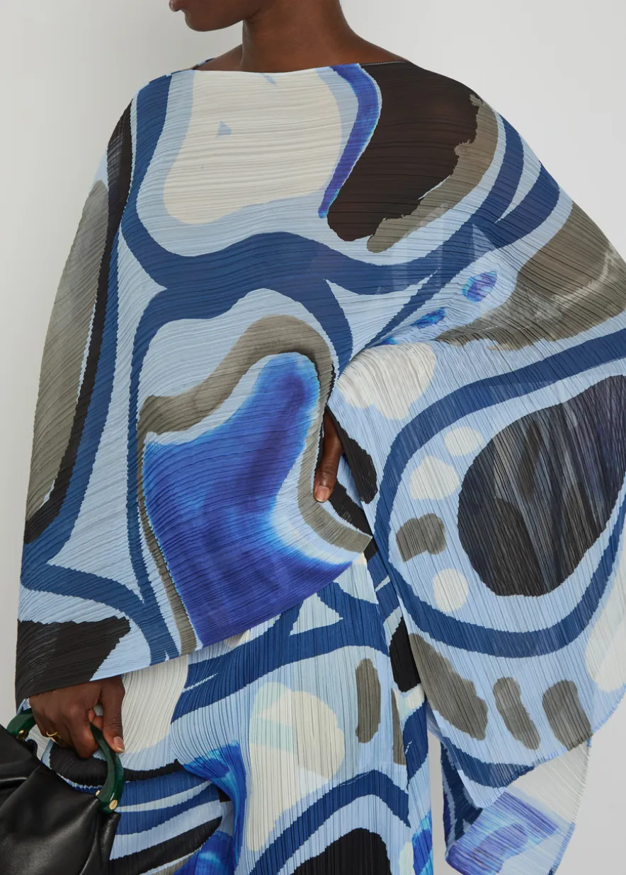 Printed pleated woven stole