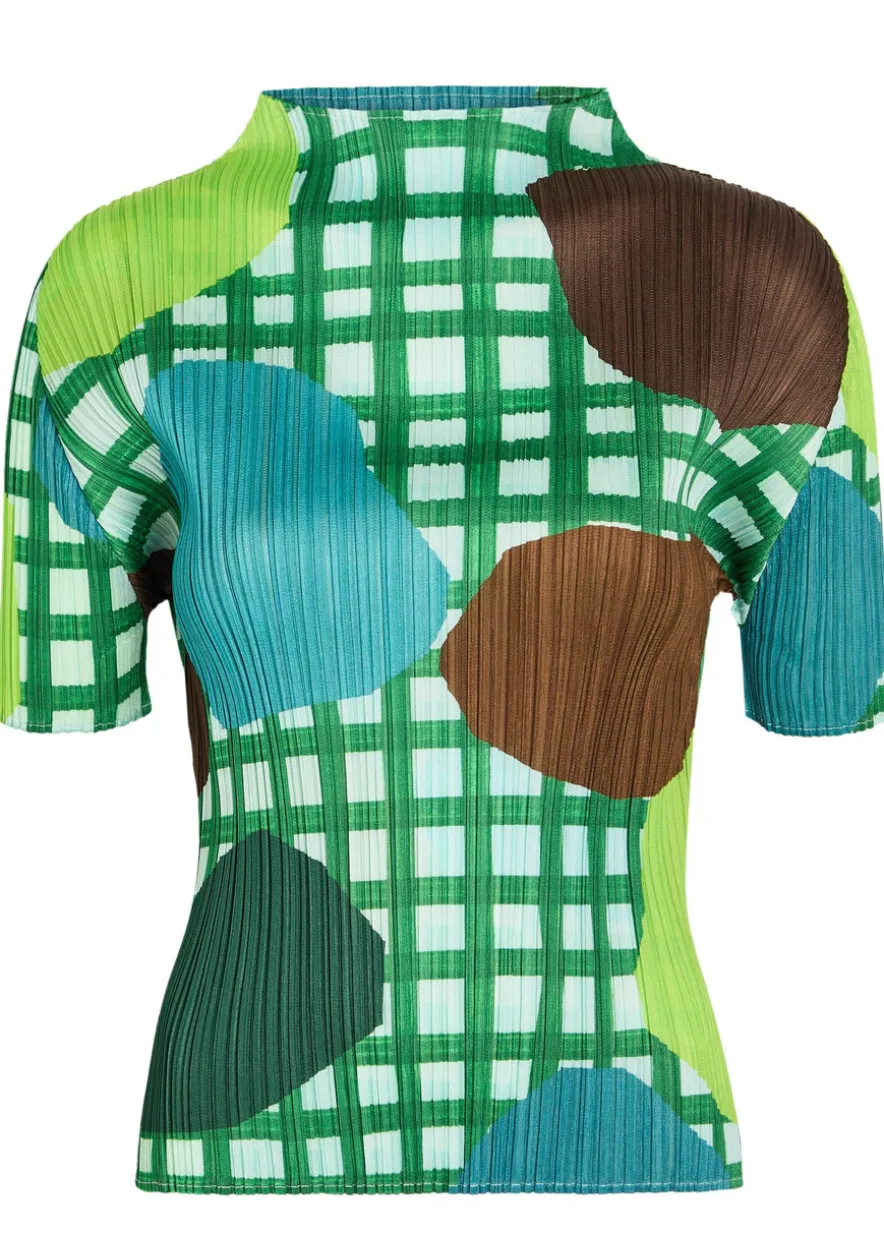 Printed pleated woven top