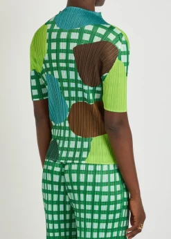 Printed pleated woven top