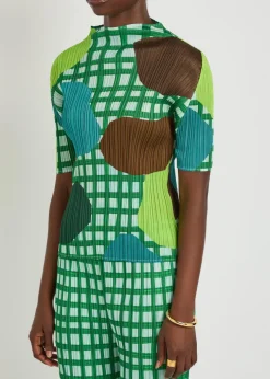 Printed pleated woven top
