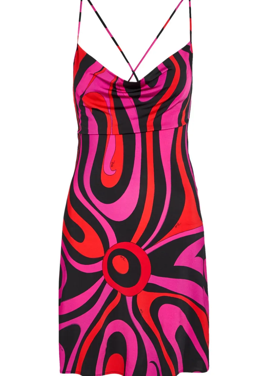 Printed satin-jersey mini dress