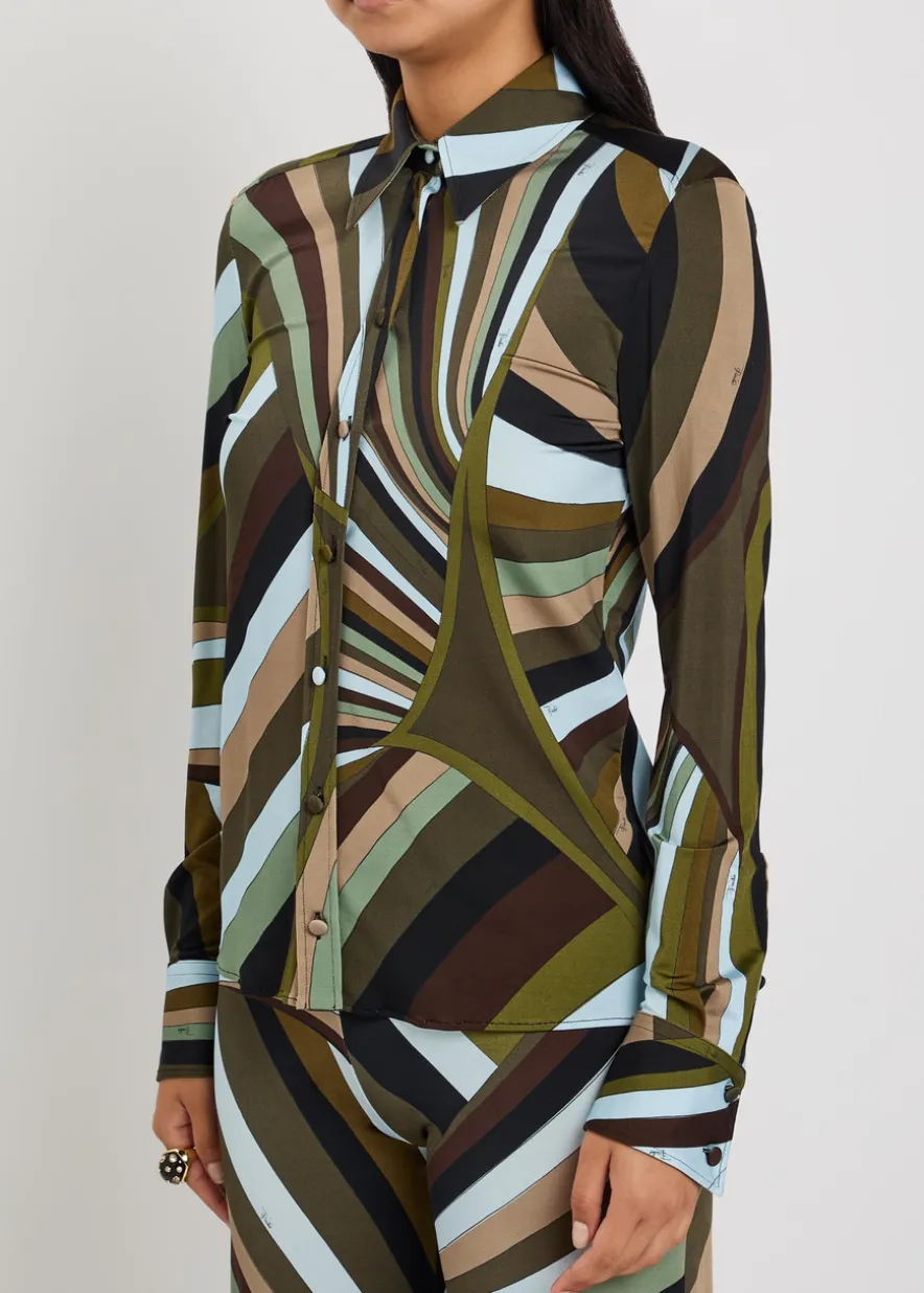 Printed satin-jersey shirt