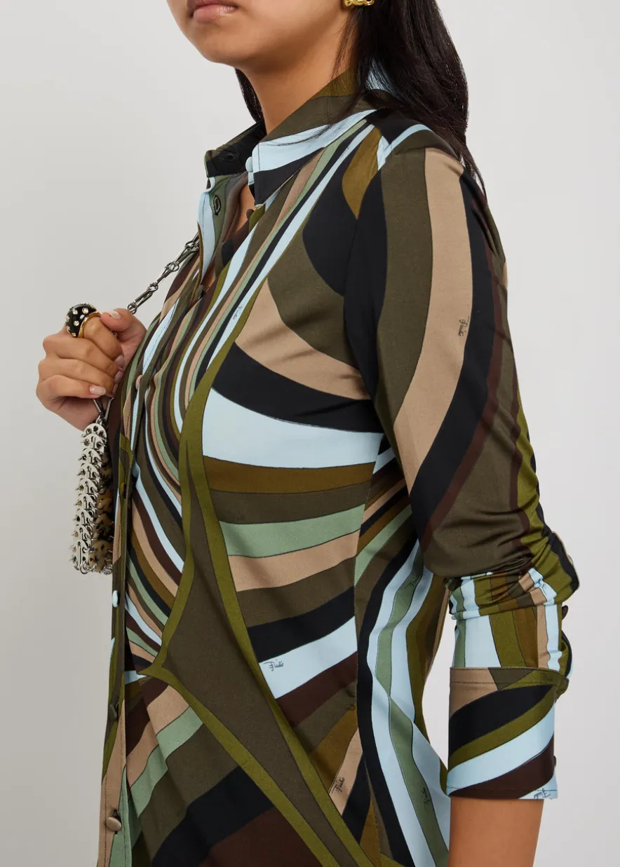 Printed satin-jersey shirt