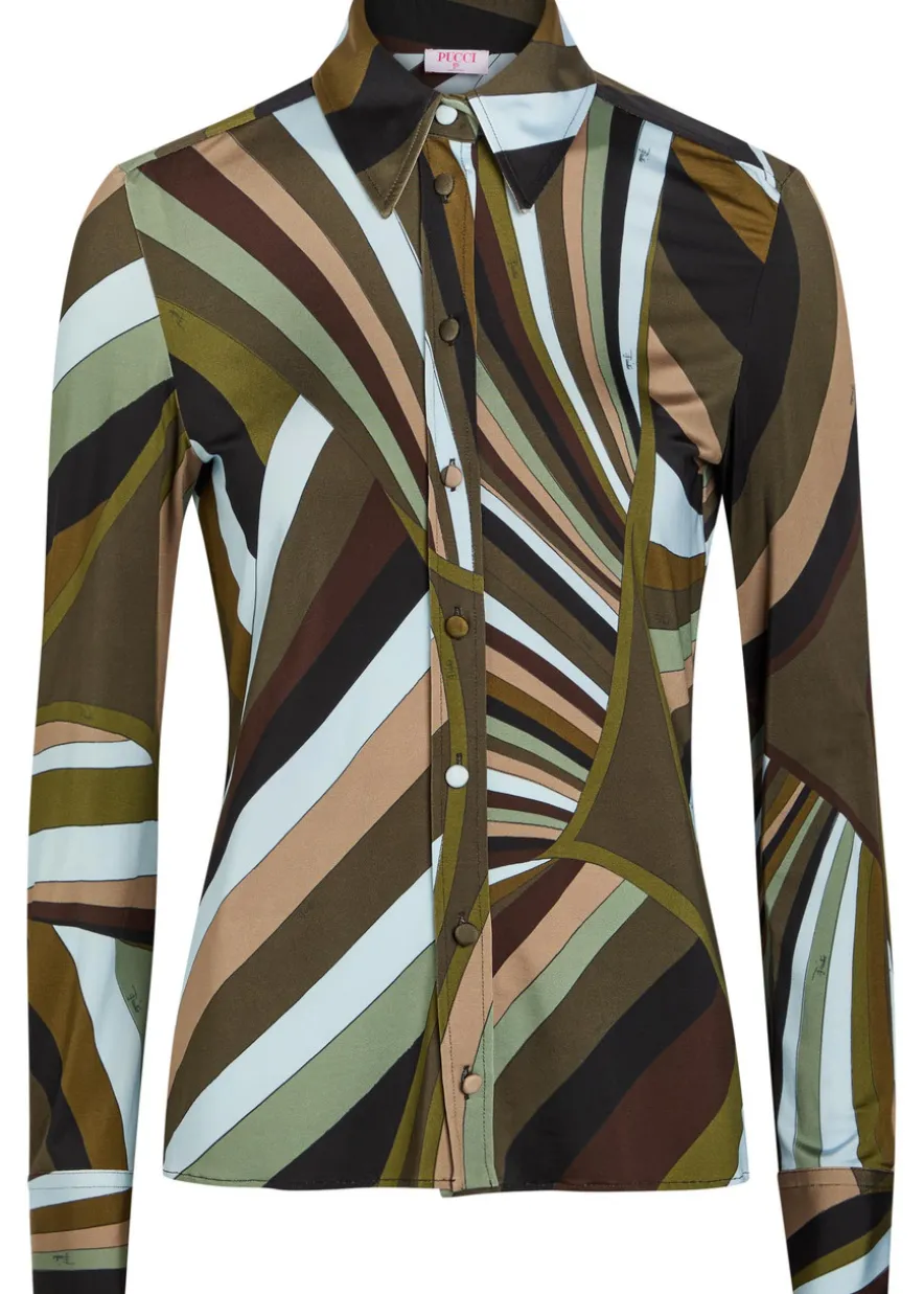 Printed satin-jersey shirt