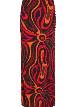 Printed seersucker midi skirt