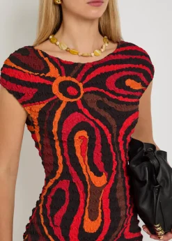 Printed seersucker mini dress