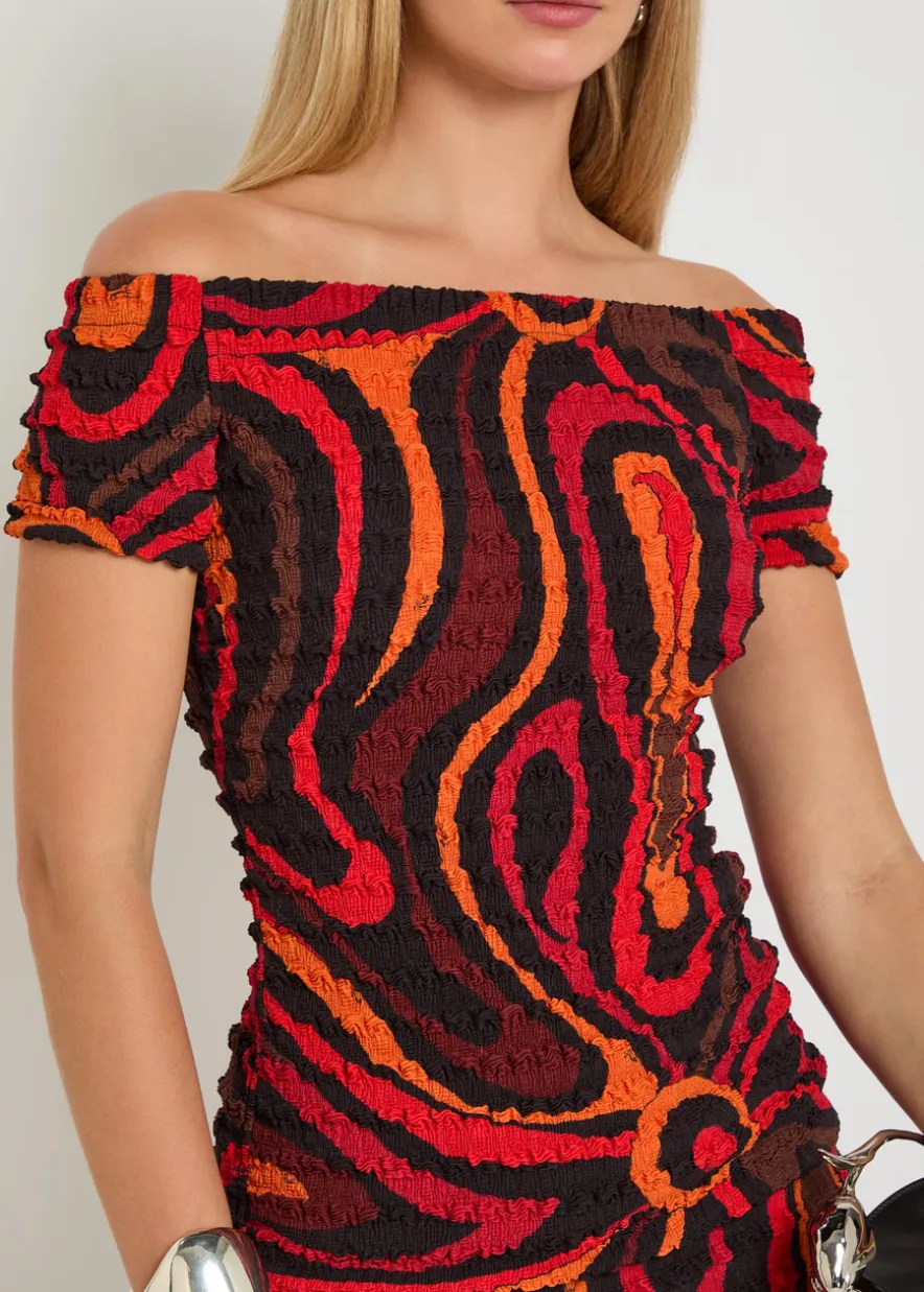 Printed seersucker top