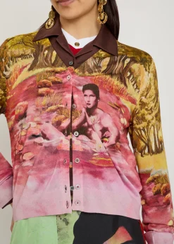 Printed silk cardigan