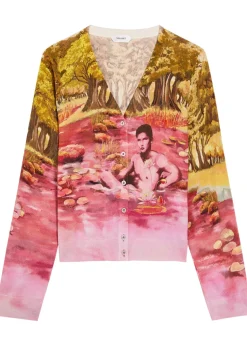 Printed silk cardigan