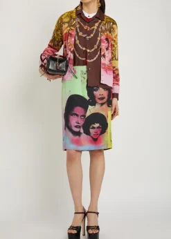 Printed silk cardigan