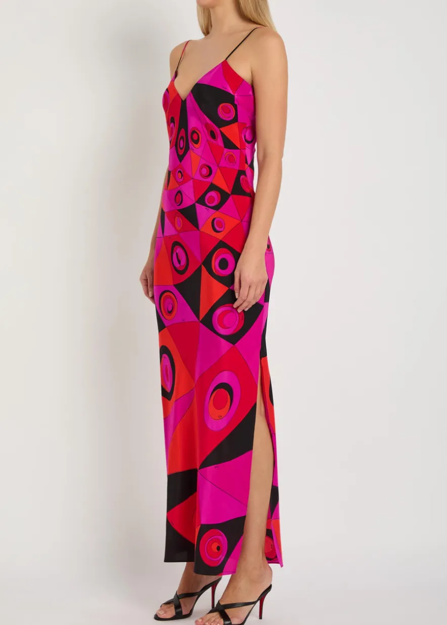 Printed silk maxi dress