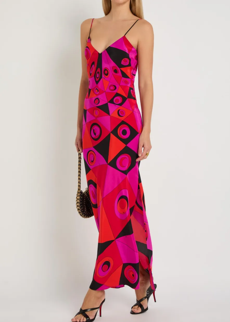 Printed silk maxi dress