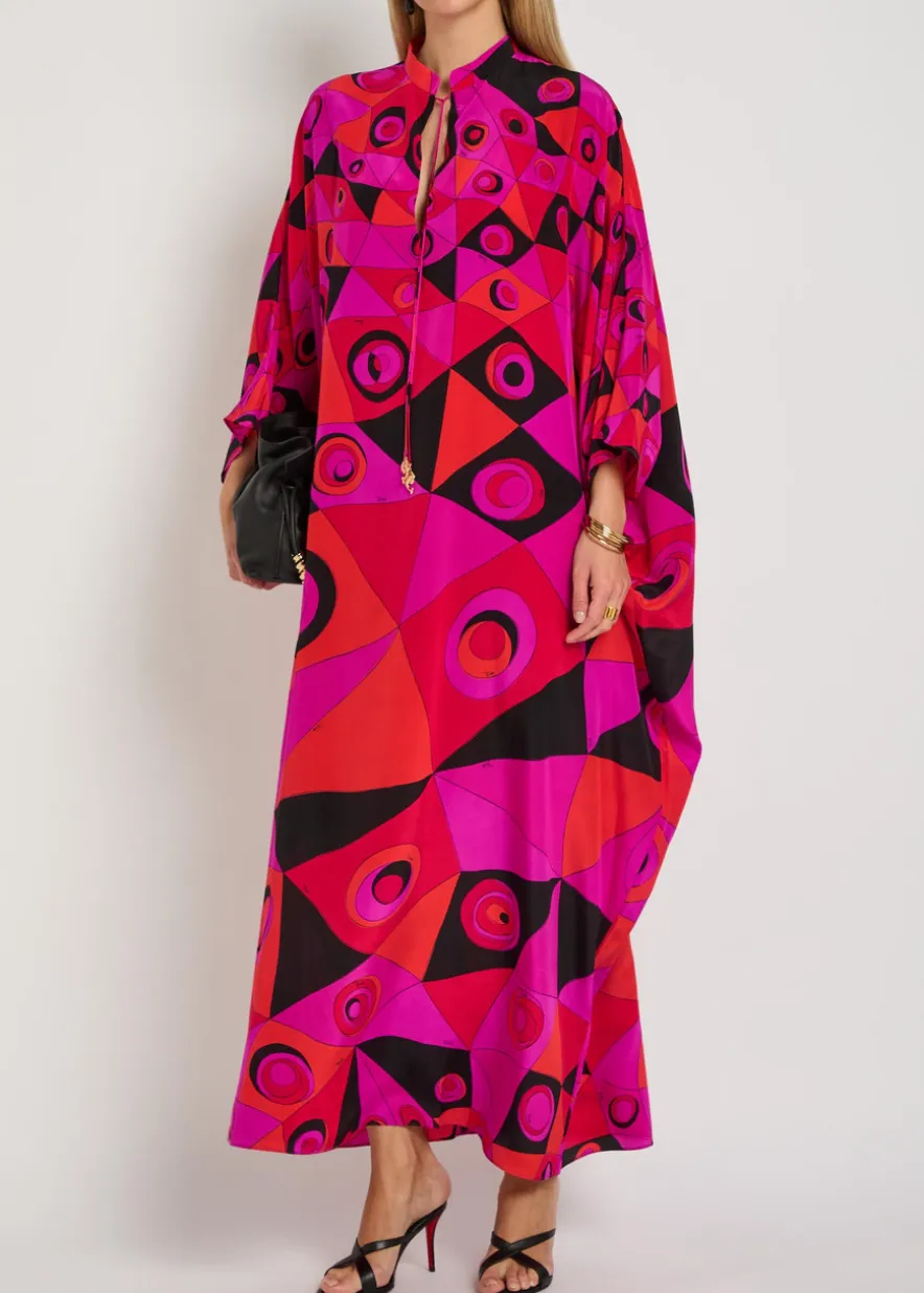 Printed silk maxi kaftan dress