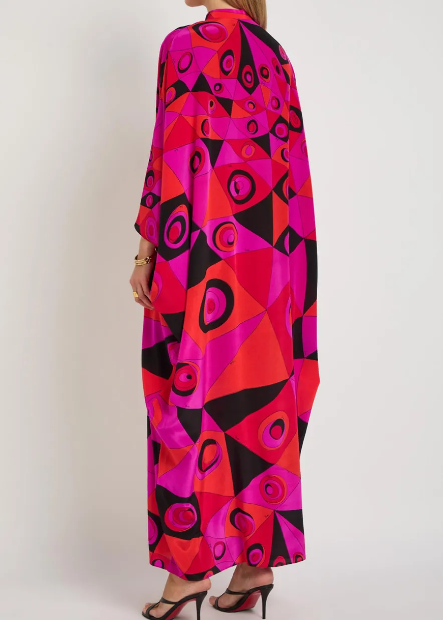 Printed silk maxi kaftan dress