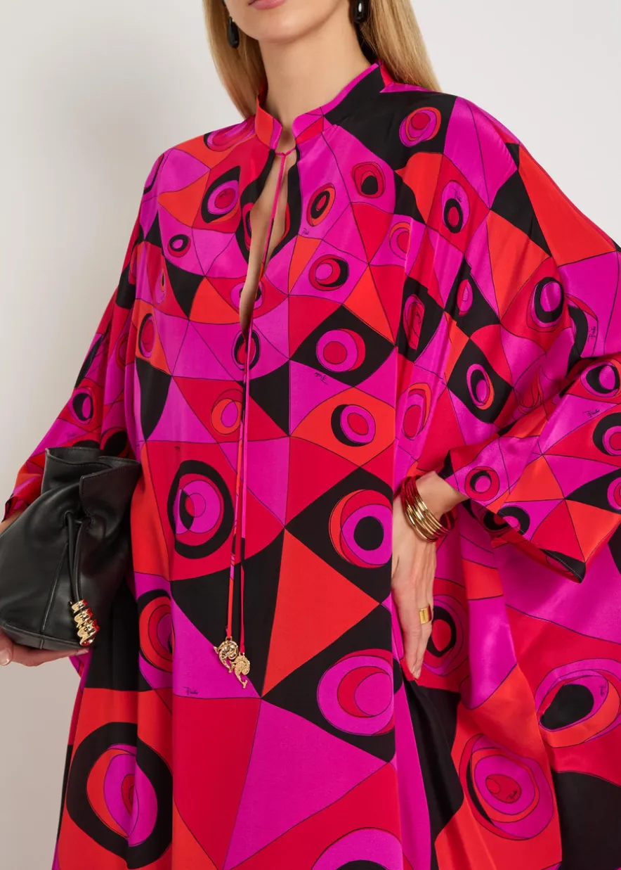 Printed silk maxi kaftan dress