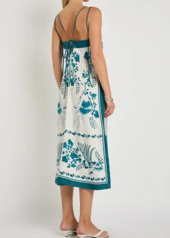 Printed silk midi dress
