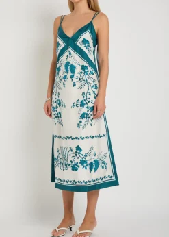 Printed silk midi dress
