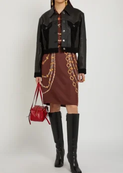 Printed silk midi skirt