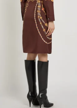 Printed silk midi skirt
