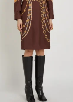 Printed silk midi skirt