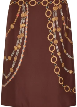 Printed silk midi skirt
