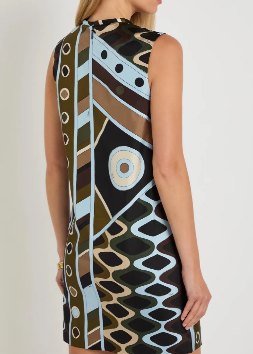 Printed silk mini dress