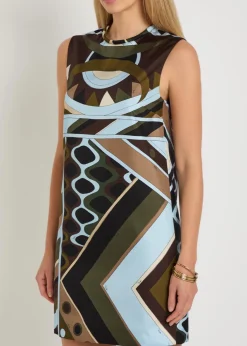 Printed silk mini dress