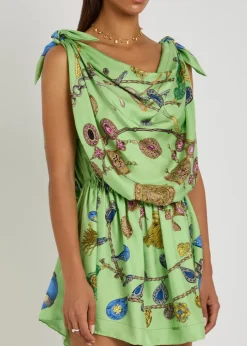 Printed silk mini dress