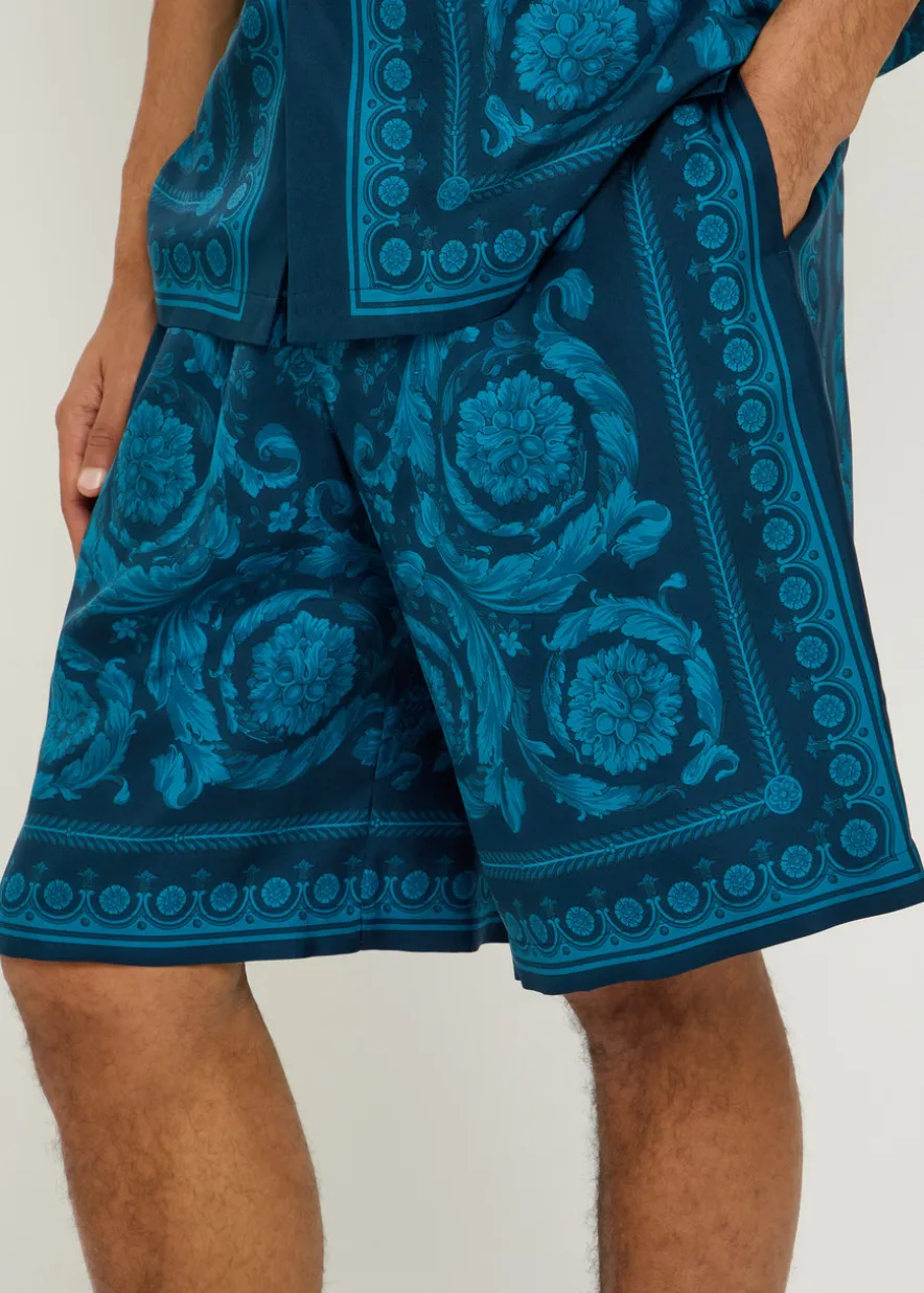 Printed silk shorts