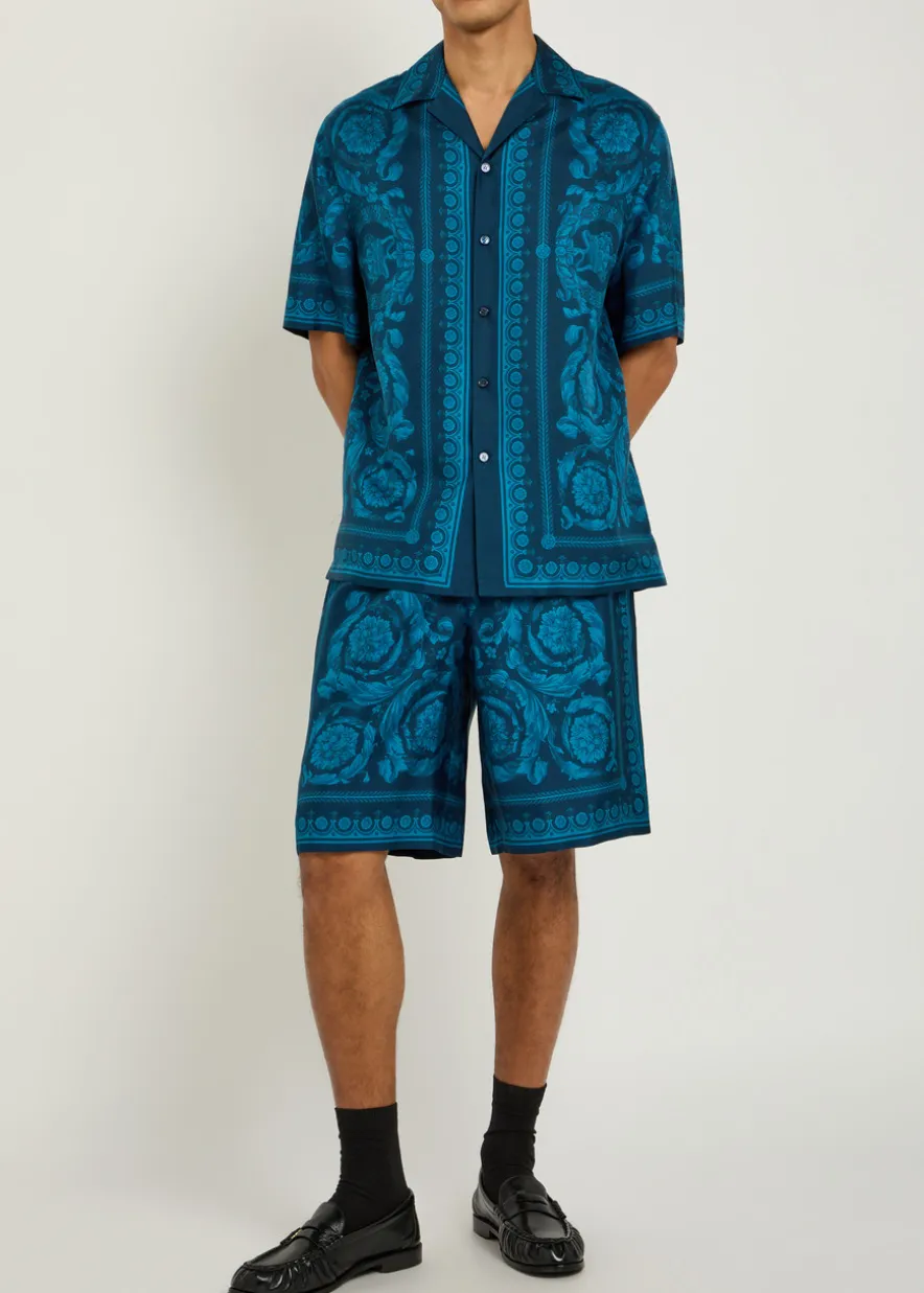 Printed silk shorts
