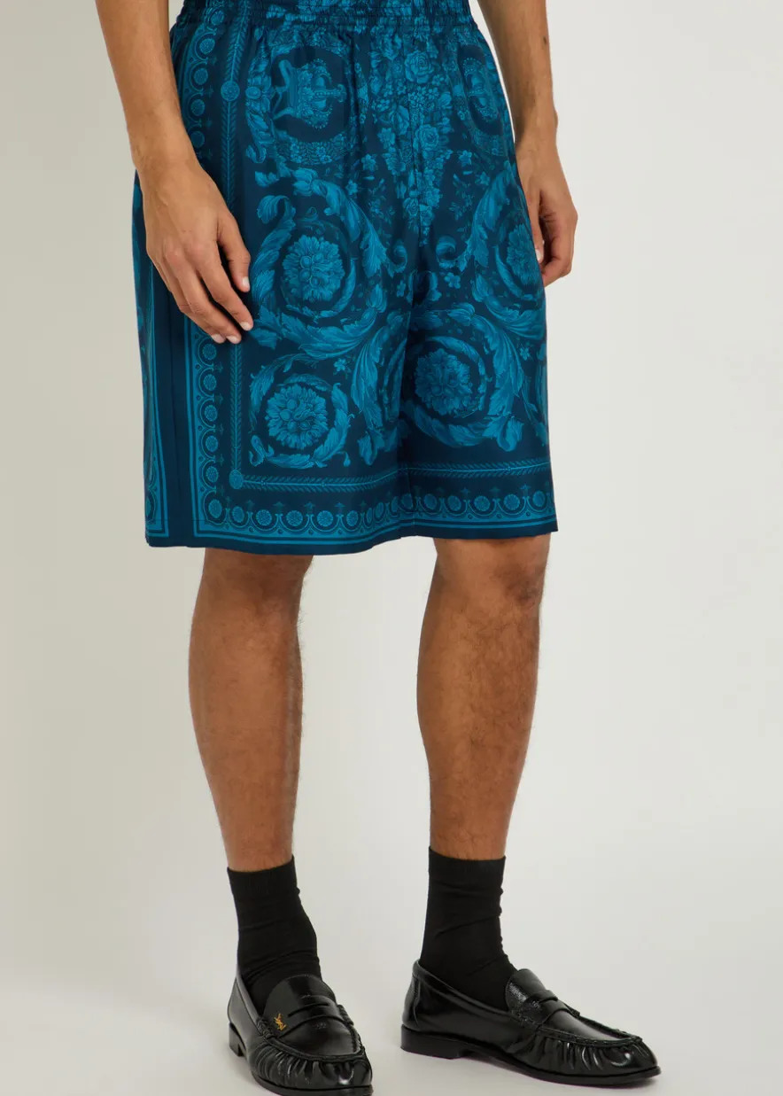 Printed silk shorts
