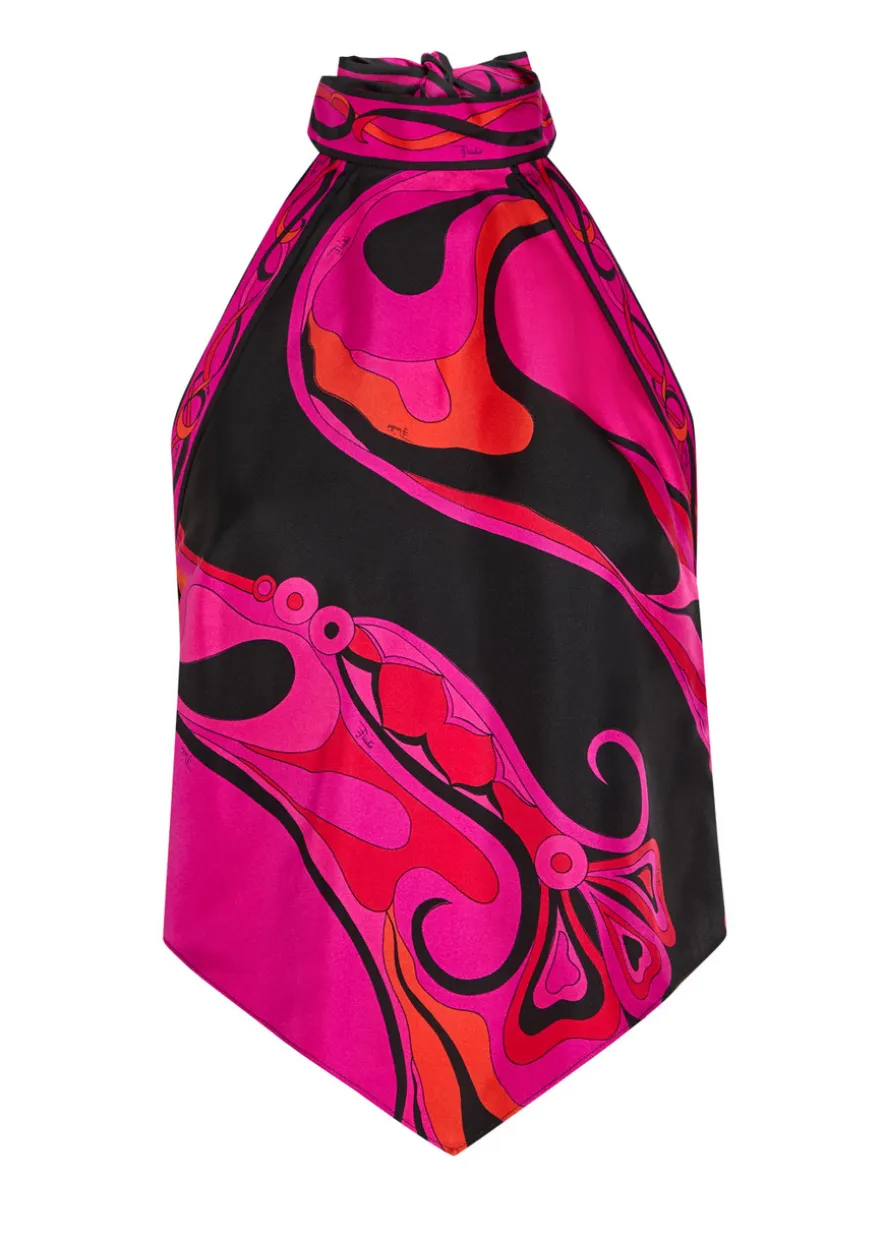 Printed silk top