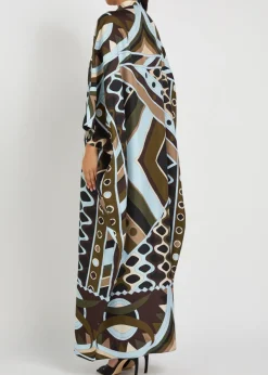 Printed silk-twill maxi kaftan dress
