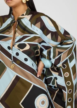Printed silk-twill maxi kaftan dress